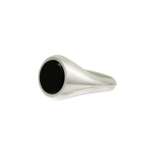 Black Onyx Round Stone Signet Ring